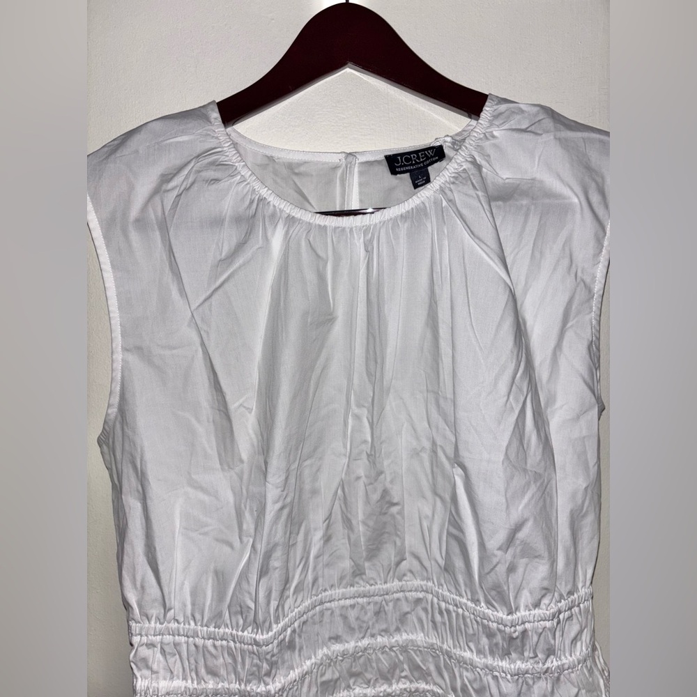 NWT J.Crew Hyacinth Top Cotton Poplin White Smocking Summer Lightweight Feminine - Picture 5 of 12